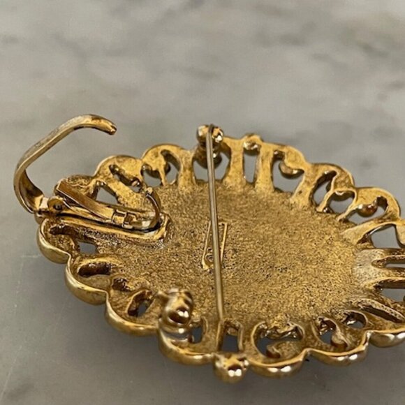 ERWIN PEARL Cameo Interchangeable Brooch/Pendant Vintage Blue White Gold - Picture 6 of 16